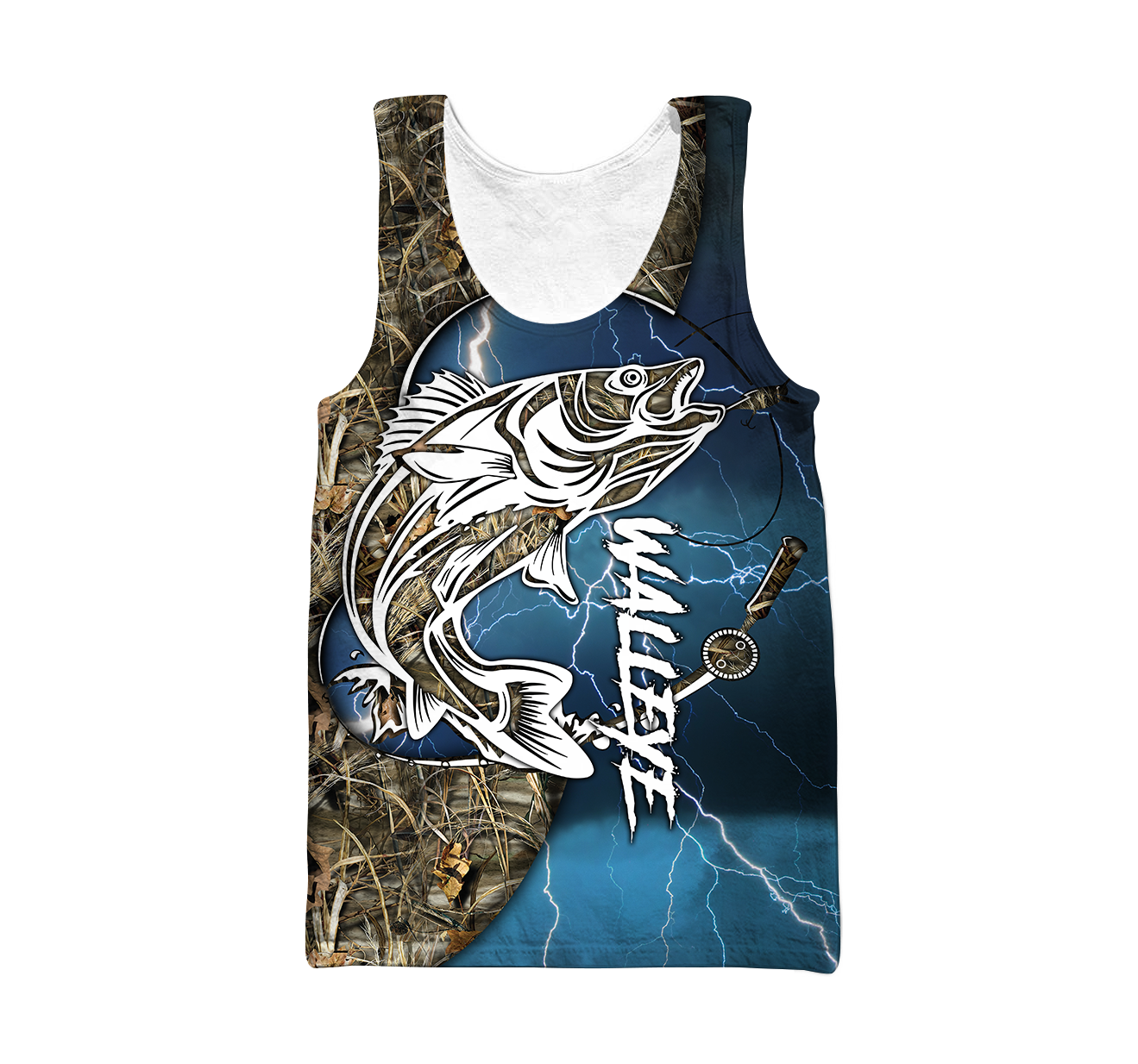 Custom name Walleye fishing gear blue 3D Design print shirts