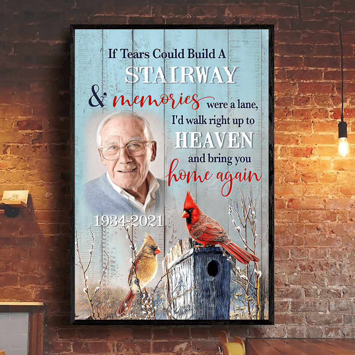 If Tears Could Build A Stairway & Memories Were A Lane Customized Photo Canvas Memorial Gifts