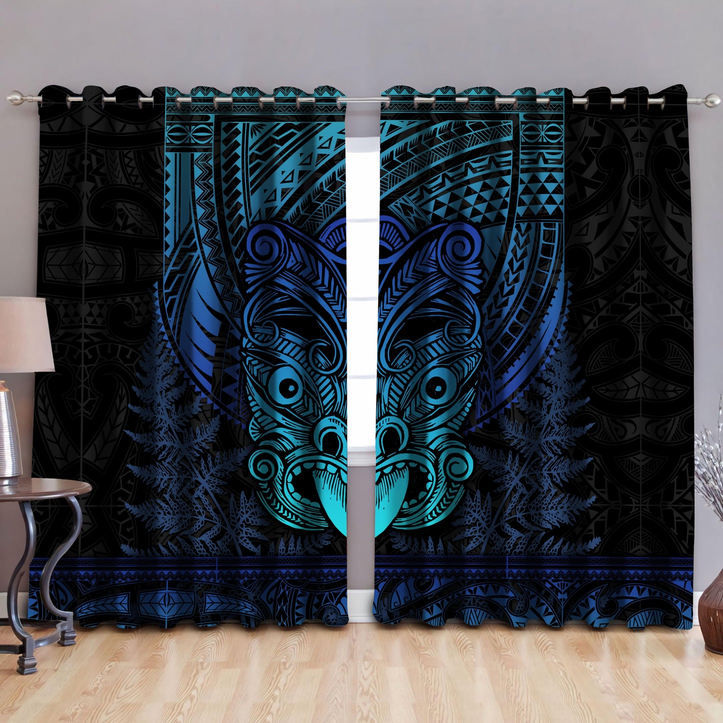 Maori Haka Dance Blue Curtain TN TNA15072101