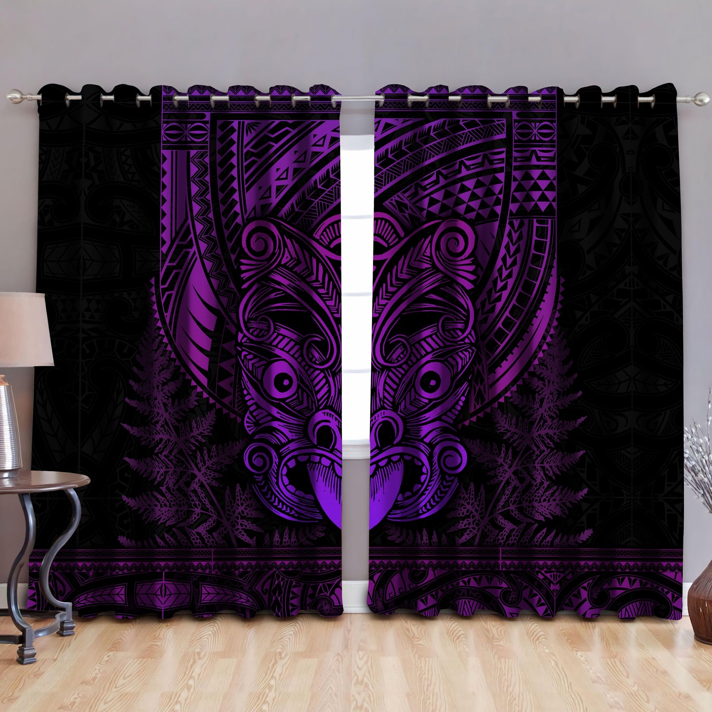 Maori Haka Dance Purple Curtains TN TNA15072101.S1