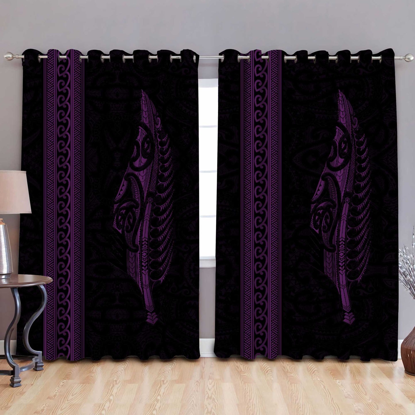 Maori Silver Fern Purple Curtain AM15072104.S1