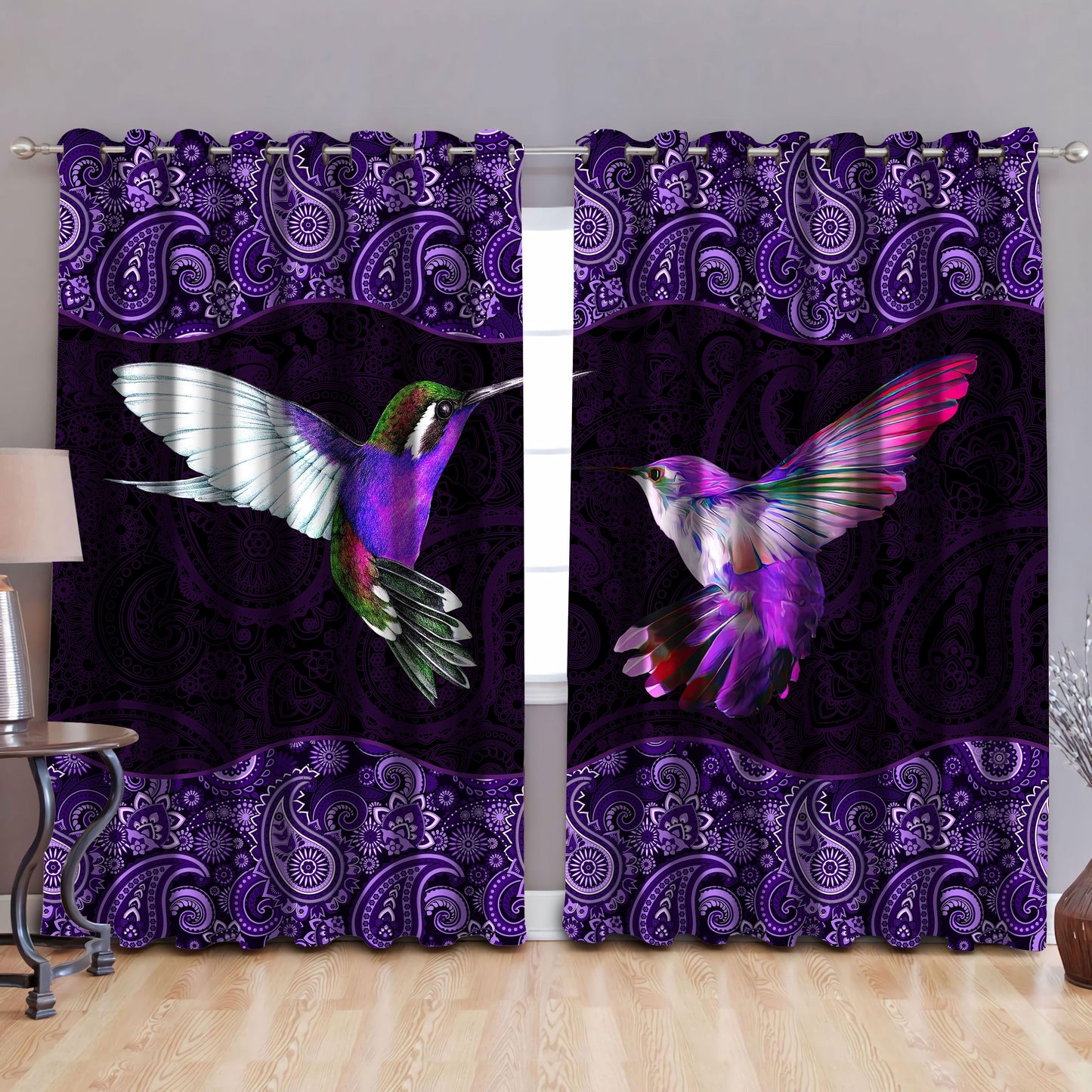 Hummingbird 3D All Over Printed Curtain