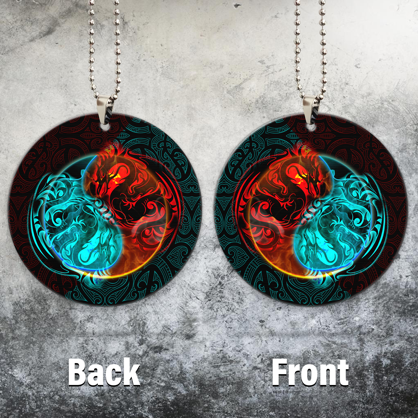 Fire And Ice Dragon Unique Design Car Hanging Ornament