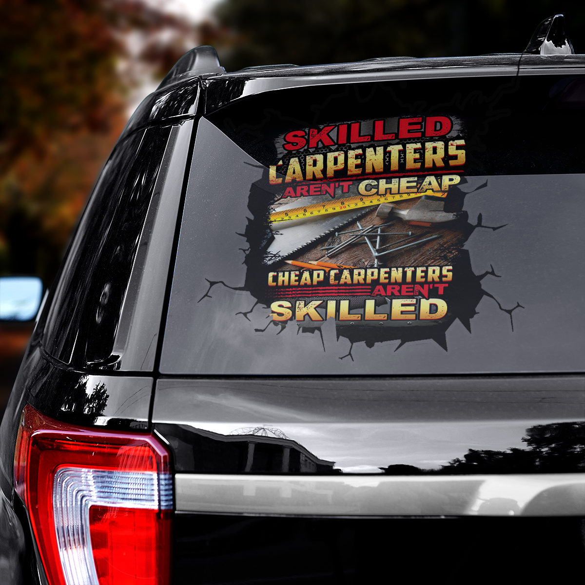 Personalized Name Carpenter Crack Car Decal Stickers Skilled Carpenters