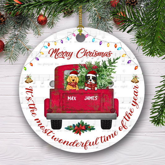 Merry Christmas It't The Most Wonderful Time Of The Year Customized Ornament Christmas Gift For Dog Lovers Home Decor