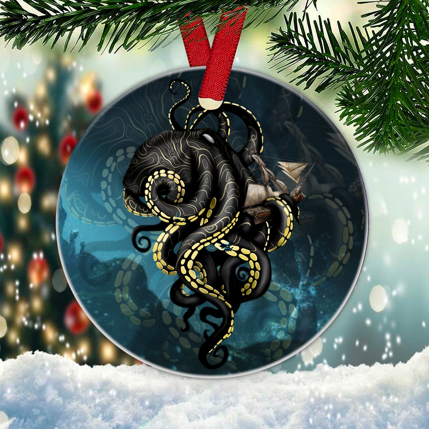 Octopus Circle Ornament