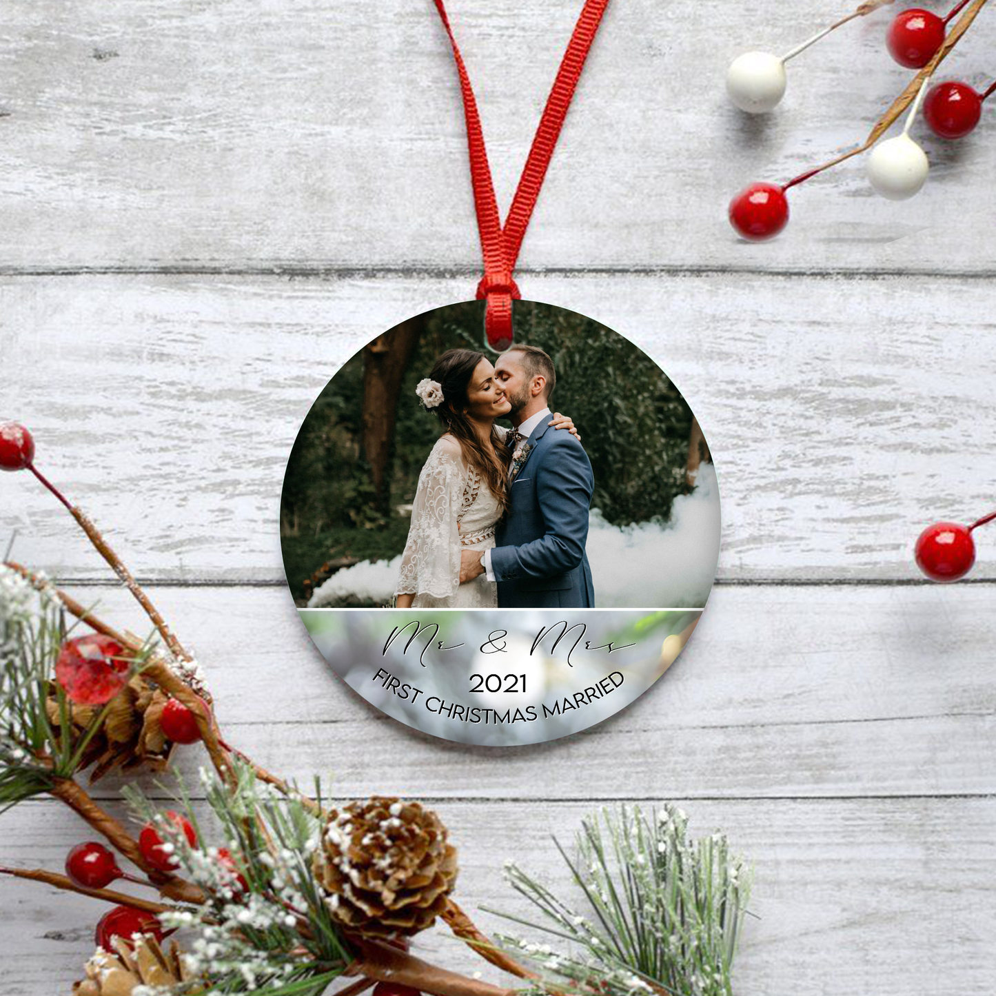 First christmas Married Customized Ornament Christmas Gift For Couple Home Decor