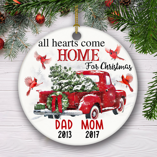 All Hearts Come Home For Christmas Customized Ornament, Christmas Gifts Memorial Gift
