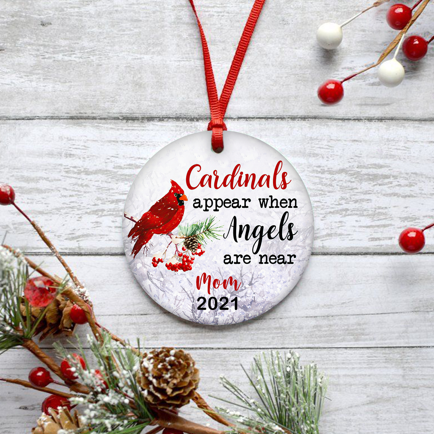 Cardinals Appear When Angels Are Near Merry Christmas Customized Ornament, Christmas Gifts Memorial Gift