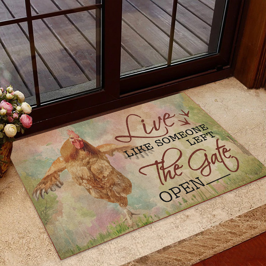 Life Like Someone Help The Gate Open Rooster Doormat