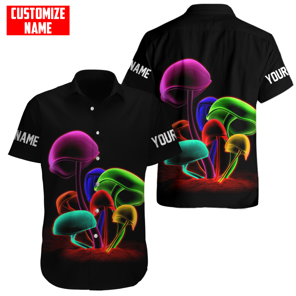 Customize Name Mushroom Hippie Hawaii Shirt For Men And Women