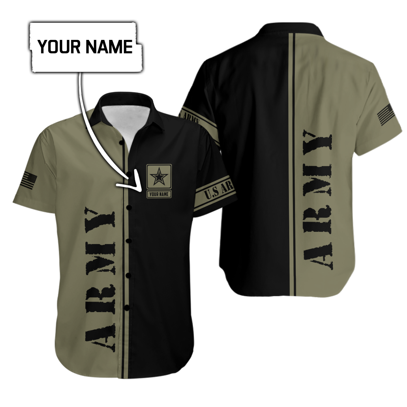 Custom name US Army Veteran Basic 3d printed shirts Proud Military