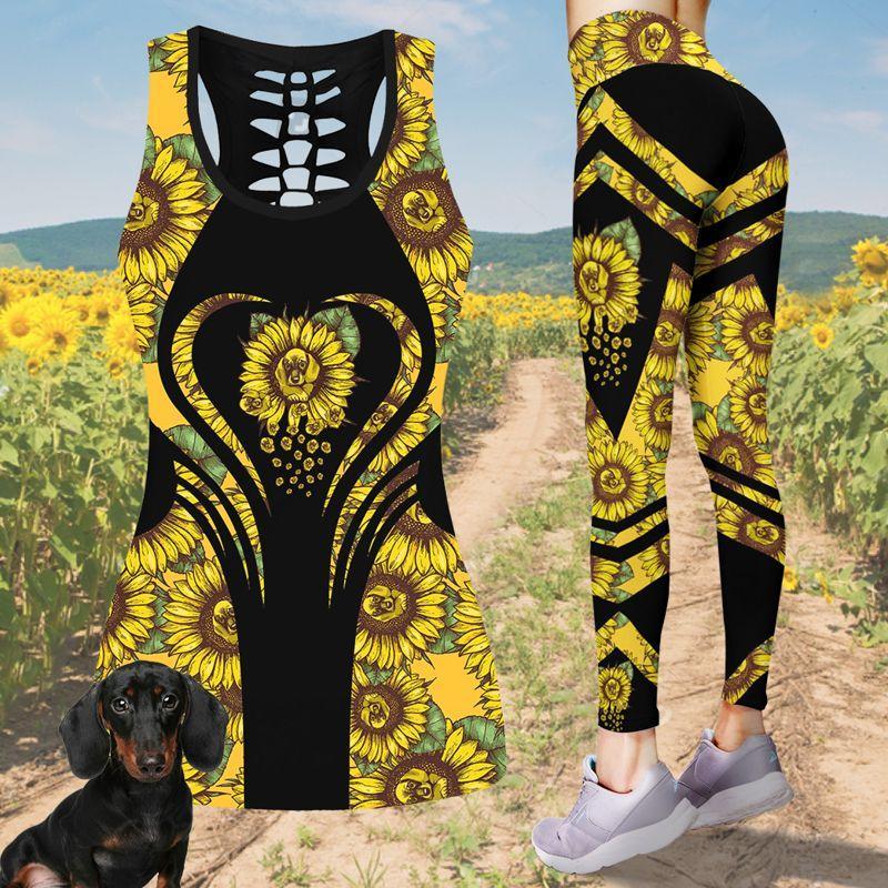 Dachshund Sunflower Combo Tank + Legging TA032435 - Amaze Style™-Apparel