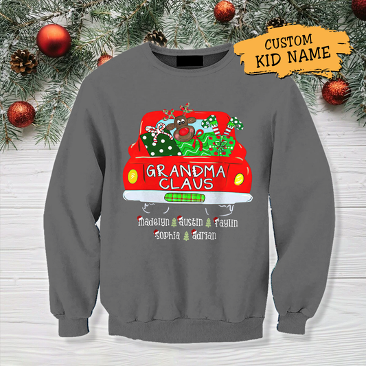 Grandma Claus Christmas Sweatshirt Personalized Gift For Mother Mama Grandma
