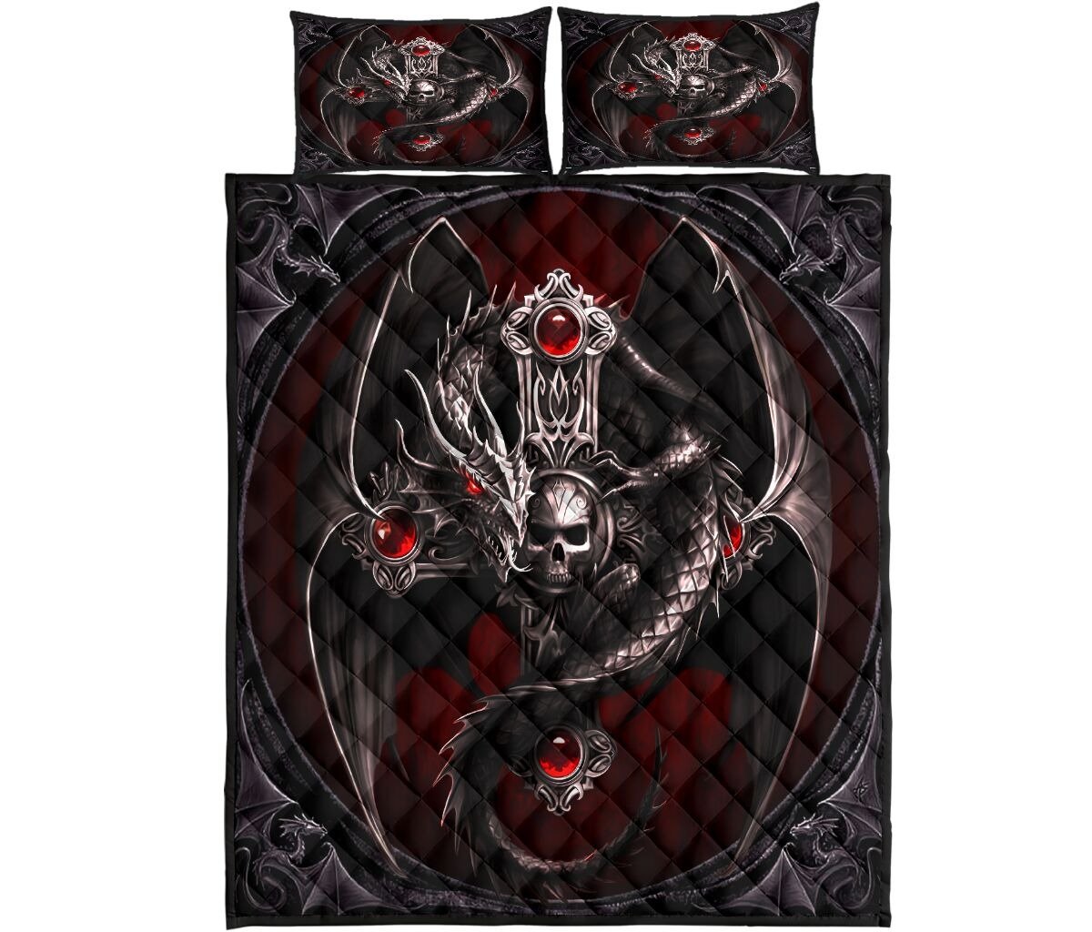 Dragon Skull Quilt Bedding Set HAC170406-Quilt-NM-Queen-Vibe Cosy™