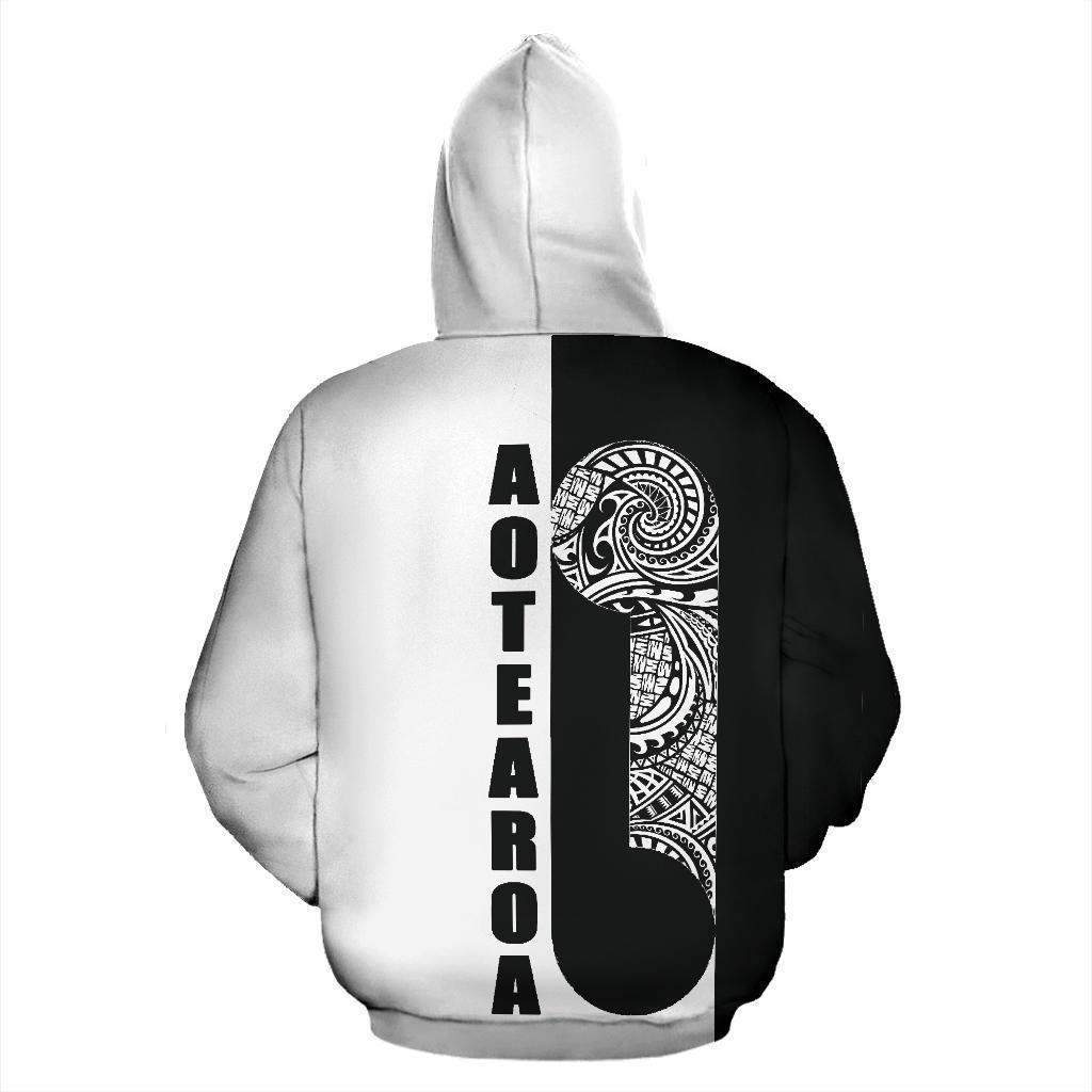 Maori Koru Aotearoa Hoodie Black White HC0905 - Amaze Style™-Apparel