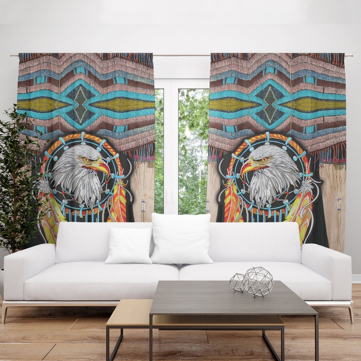 Dreamcatcher Eagle Native Blackout Thermal Grommet Window Curtains HC1804 - Amaze Style™-Curtains