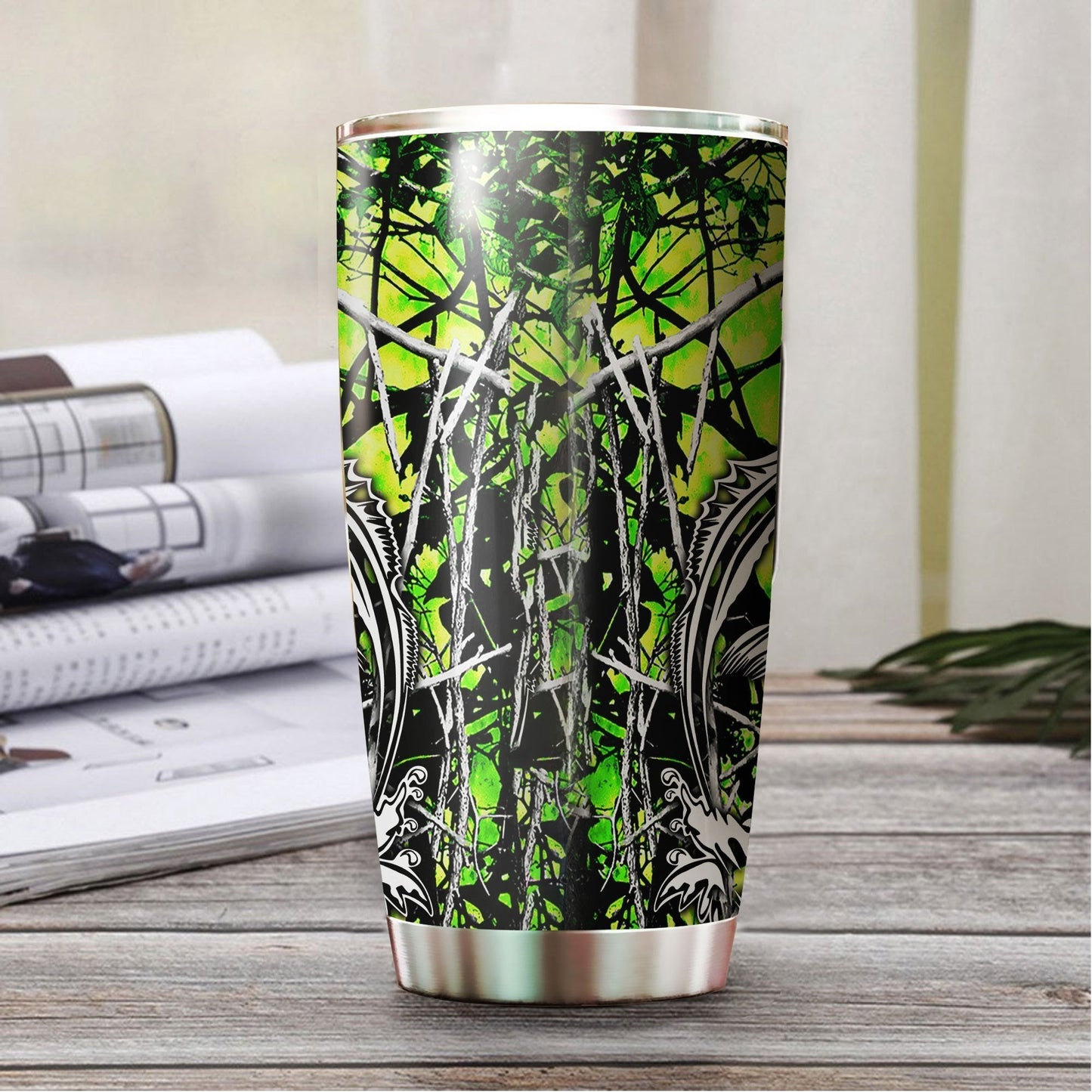 Green Bass Fishing Sport Stainless Steel Tumbler 20 Oz HC9302 - Amaze Styleโข-Tumbler