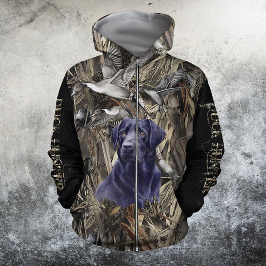 3D All Over Printed Black dog hunting Hoodie - Amaze Style™-Apparel