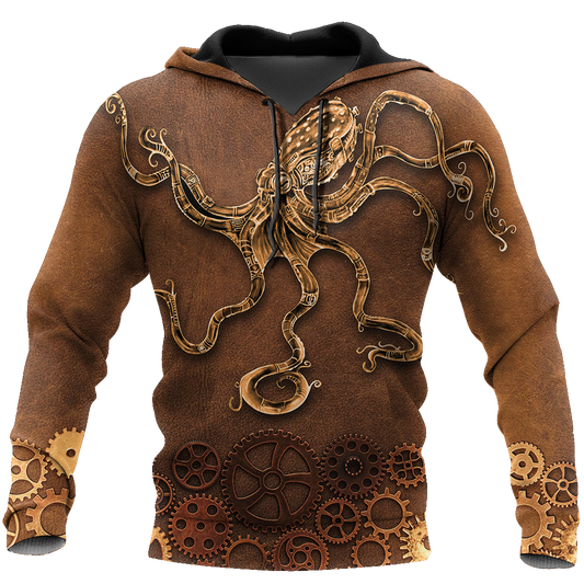 Octopus Steampunk Mechanic All Over Printed Hoodie For Men and Women TN