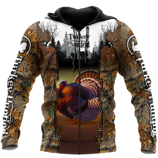 Camo Turkey Hunting Hoodie T-Shirt Sweatshirt for Men and Women Pi031202-Apparel-NM-Zip hoodie-S-Vibe Cosy™