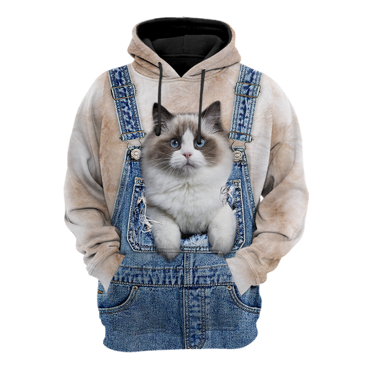 Love Cat cover Ragdoll face hair 3D all over shirt for women
