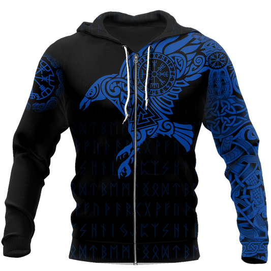 Vikings - The Raven of Odin Tattoo Blue - Amaze Style™-Apparel