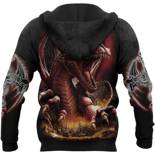 3D Armor Tattoo and Dungeon Dragon Hoodie HAC140101-Apparel-NM-Hoodie-S-Vibe Cosy™