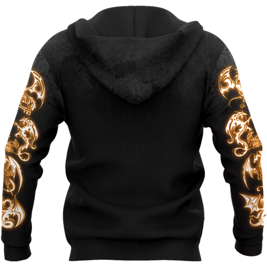 3D Armor Tattoo and Dungeon Dragon Hoodie HAC130101-Apparel-NM-Hoodie-S-Vibe Cosy™