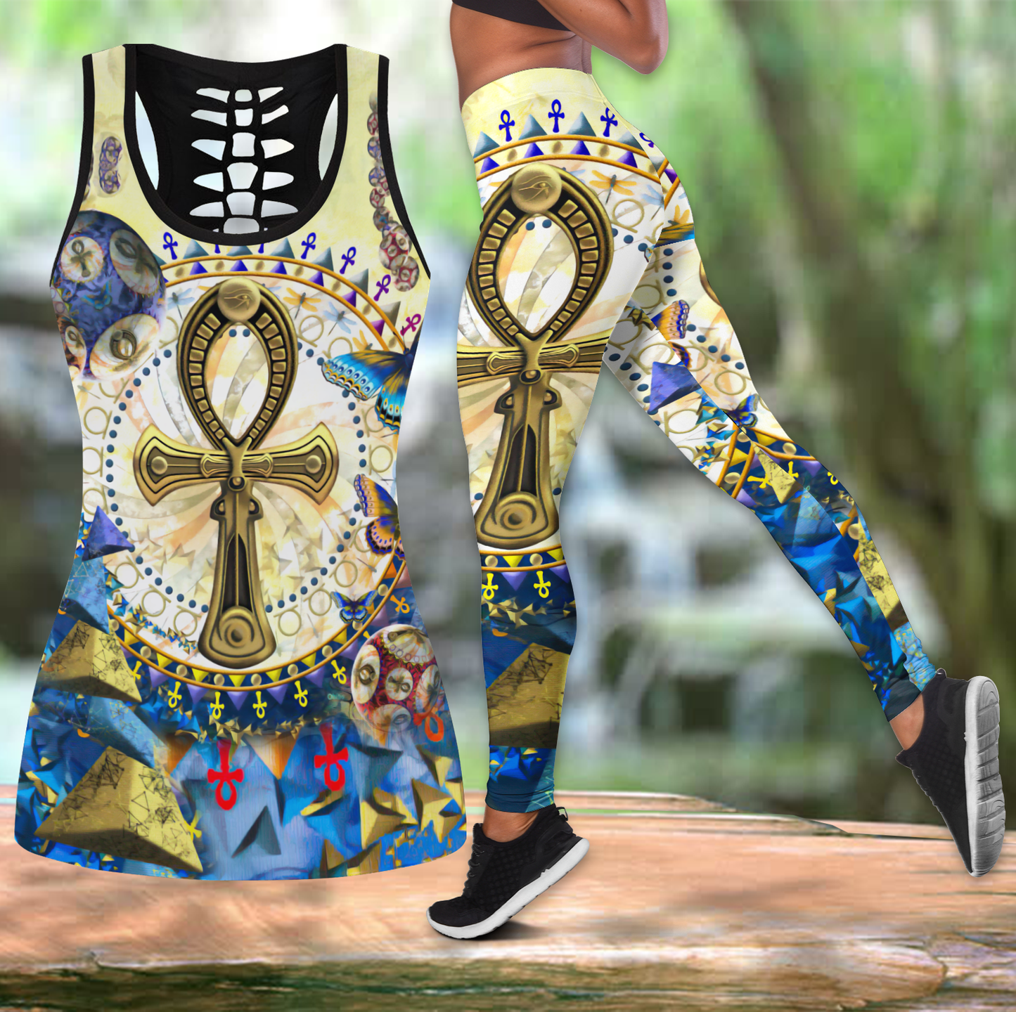 Ancient Egyptian ANKH Combo Hollow Tanktop + Legging JJ120203