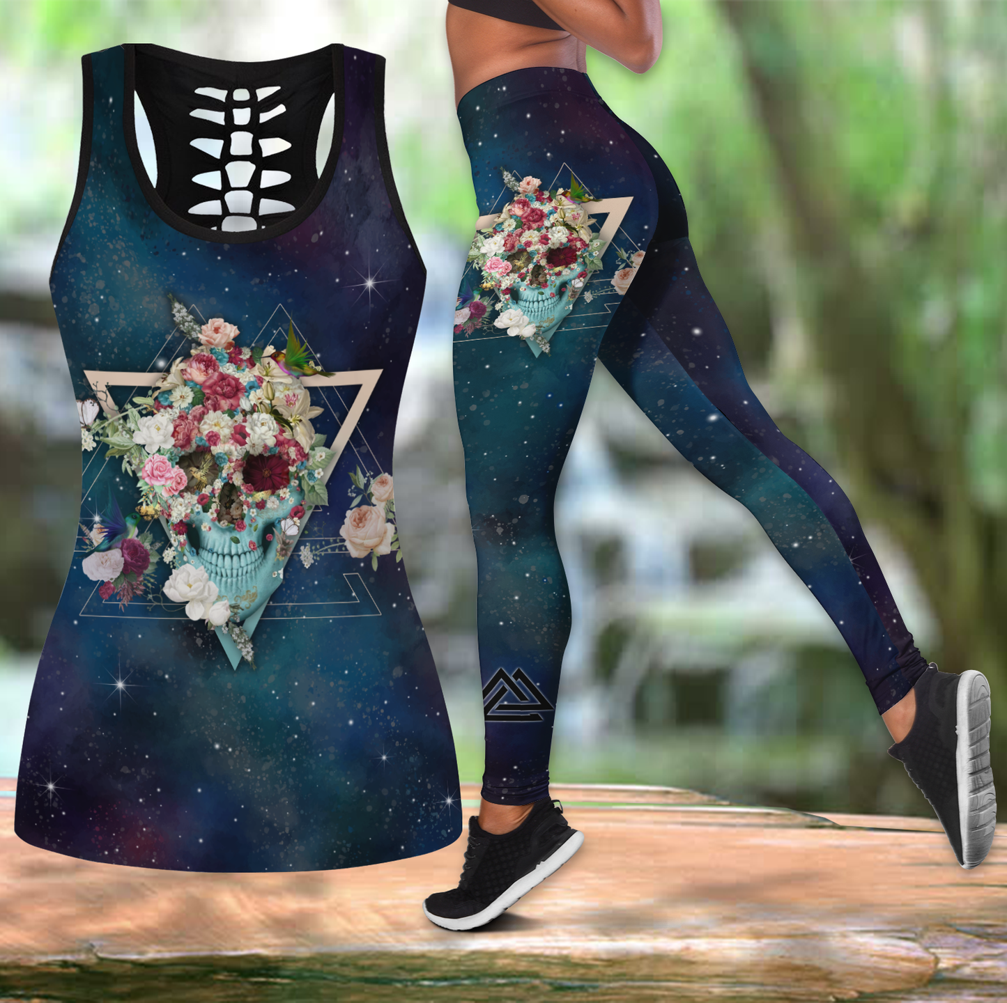 Flower Skull tanktop & legging outfit for women JJ31052002-ML