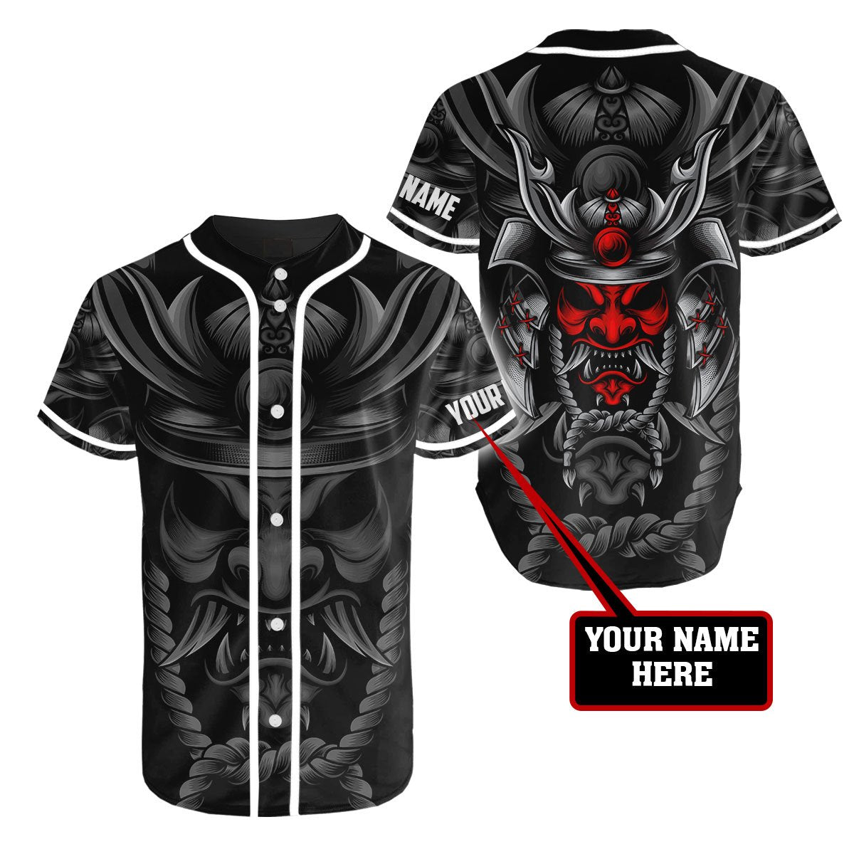 Custom Name Samurai Red Mask 3D All Over Printed Unisex Shirts