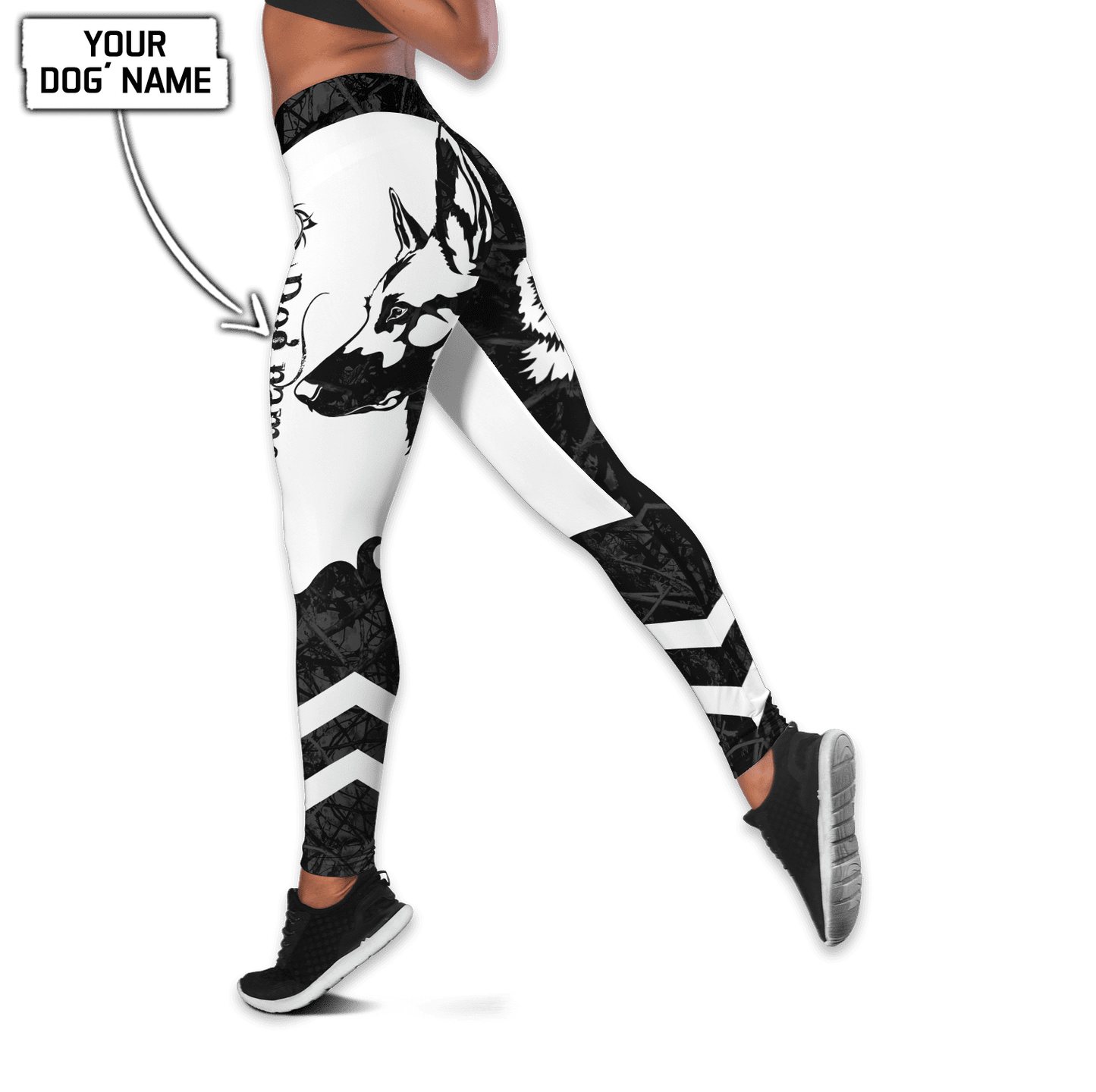 Premium German Shepherd Black Tattoos Legging + Hollow Tank Combo