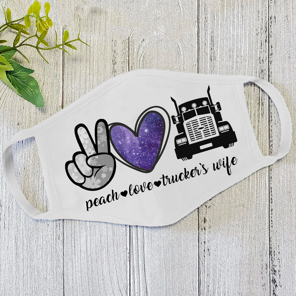 Love Trucker Wife Valentine Face Mask DL