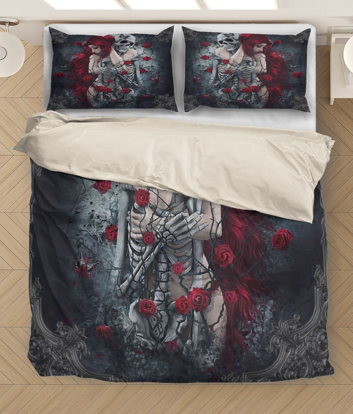 Skull & Roses Bedding Set HAC170602-NM-Bedding Set-NM-Twin-Vibe Cosyβ’