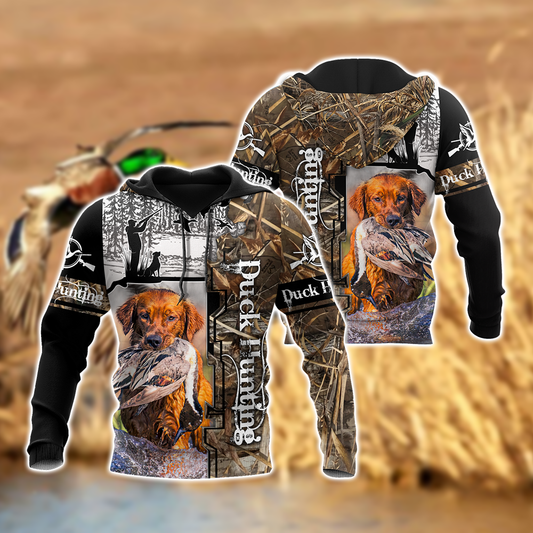 Golden Retriever Duck Hunting Dog 3D All Over Print Hoodie
