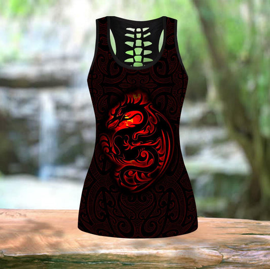 Dragon Tribal Tattoo 3D Over Printed Legging & Tank top-ML