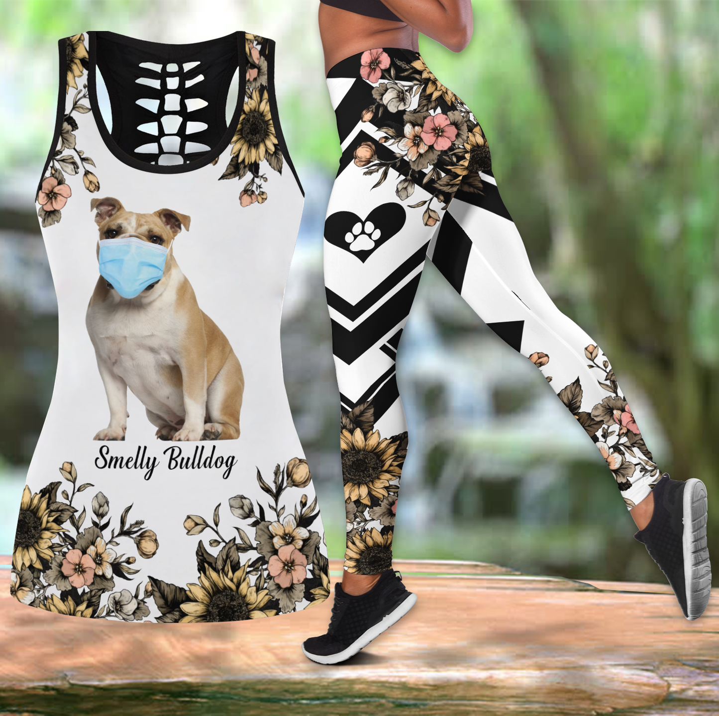 Smelly Bulldog Combo Tank top Legging Outfit for women PL280305 - Amaze Style™-Apparel