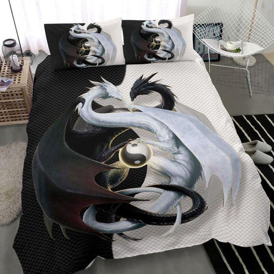 Black & White Dragon Bedding Set NM20042305-Quilt-NM-Queen-Vibe Cosy™