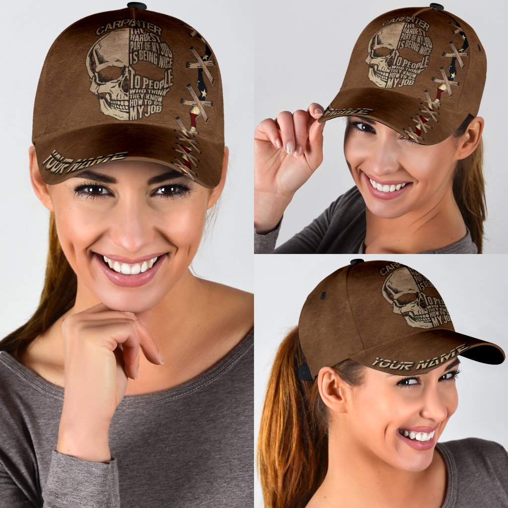 Personalized Name Carpenter Classic Cap Skull