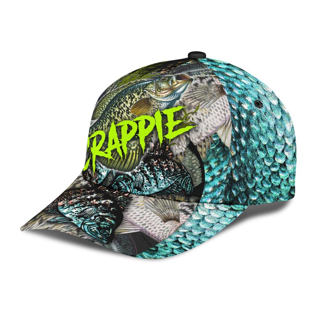 Crappie on skin Fishing hat Hook 3D design print Cap