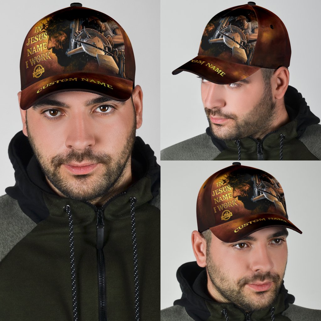 Personalized Name Carpenter Classic Cap In Jesus Name I Work