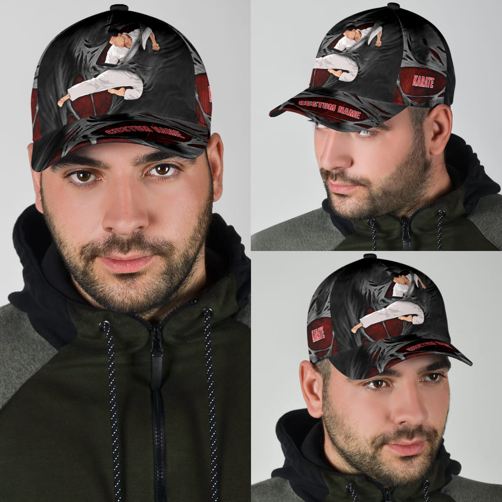 Customize Name Karate Classic Cap For Men And Women