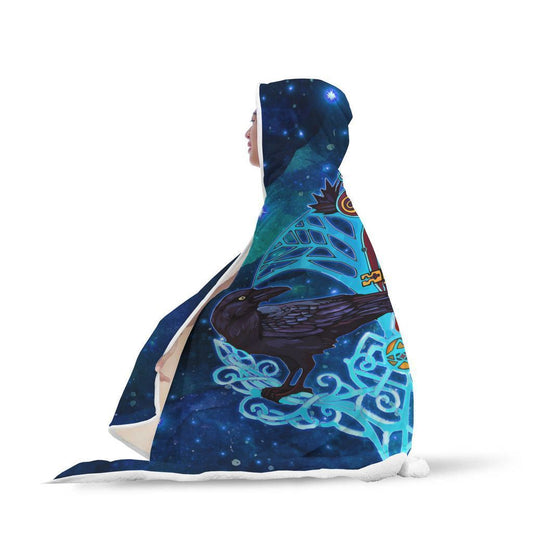 Viking Hooded Blanket - Viking Crow And Key Hooded Blanket PL093 - Amaze Style™-HOODED BLANKETS (P)