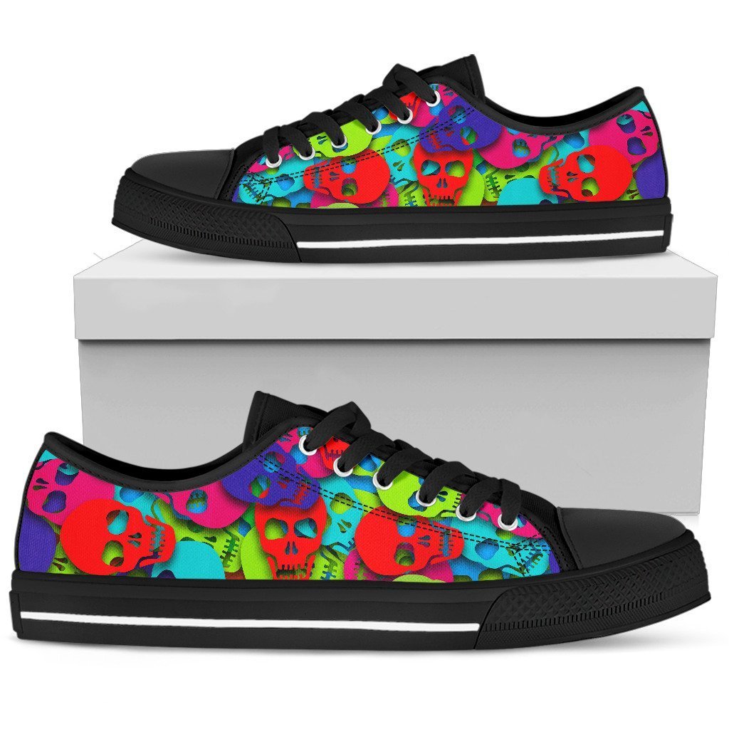 Colors skeleton skull low top shoes PL18032014 - Amaze Style™-