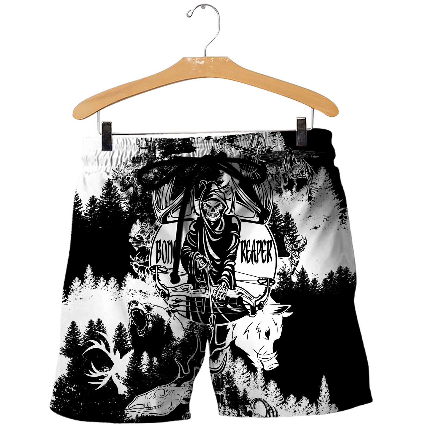 PL444 BONE REAPER BLACK AND WHITE 3D ALL OVER PRINTED SHIRTS - Amaze Style™-Apparel