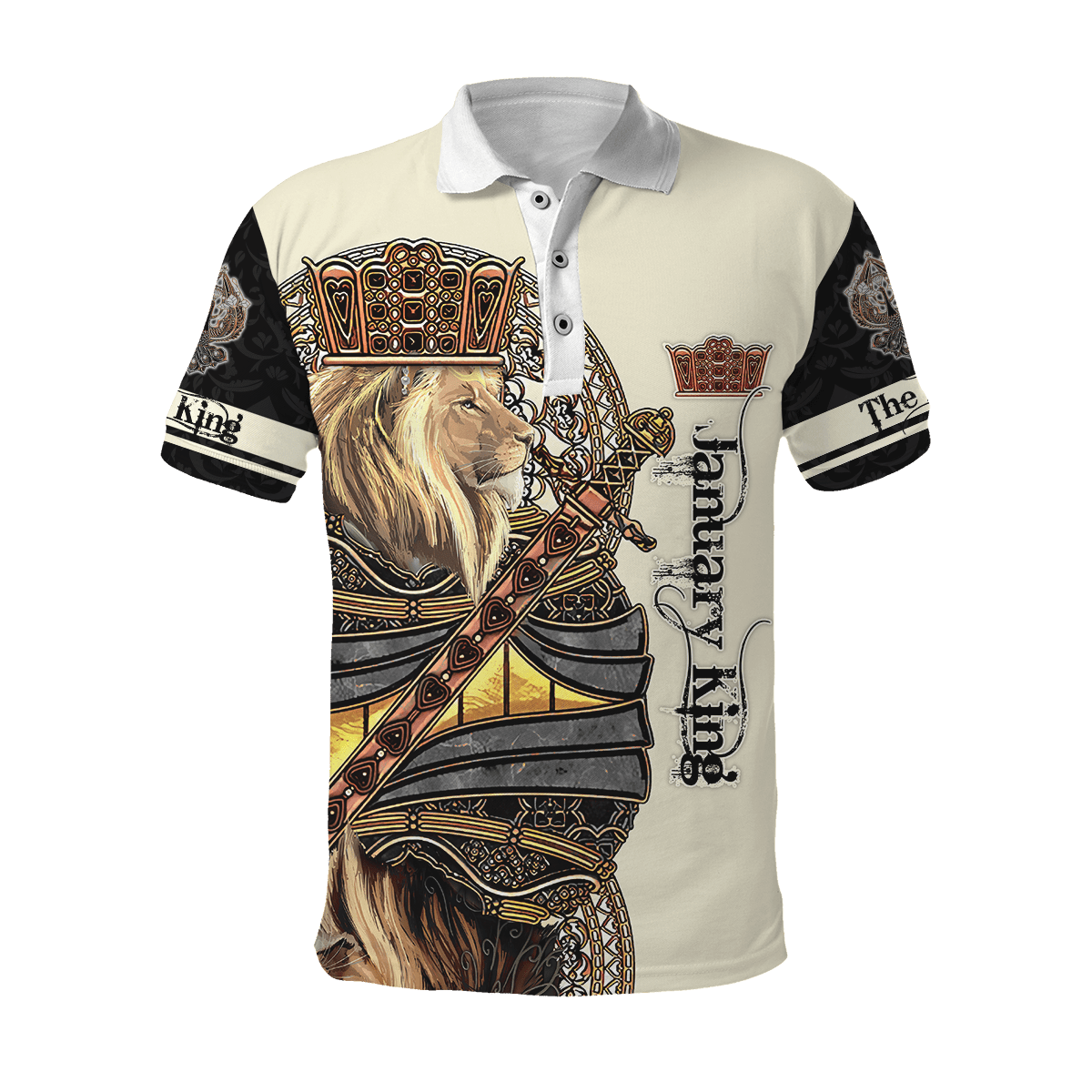 January Black King Lion 3D All Over Printed Unisex Shirts