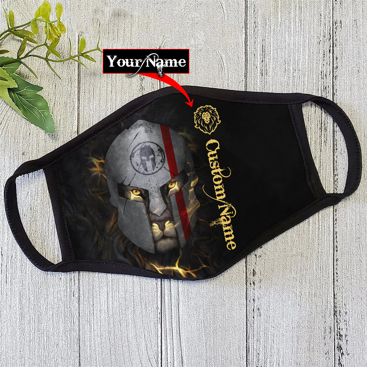 Customize Name Lion Warrior Face Mask TP
