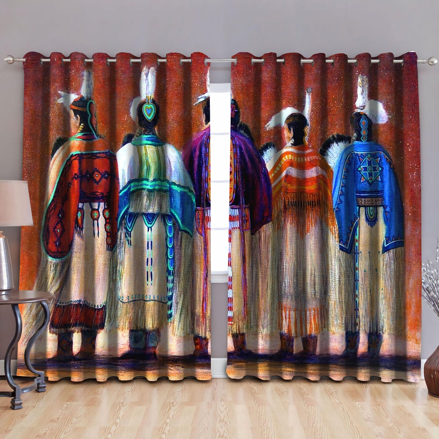 Native American Pow Wow Blackout Thermal Grommet Window Curtains Pi160506 - Amaze Style™-Curtains
