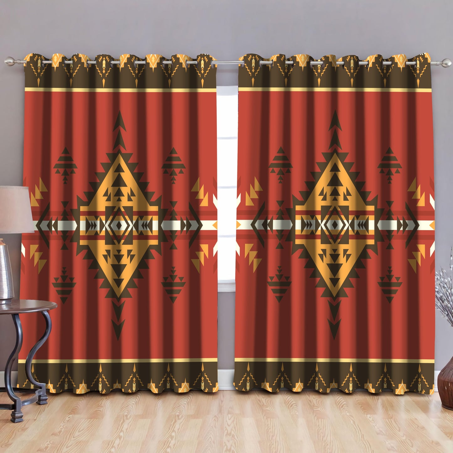 Native American Pattern Blackout Thermal Grommet Window Curtains Pi200503S3 - Amaze Style™-Curtains